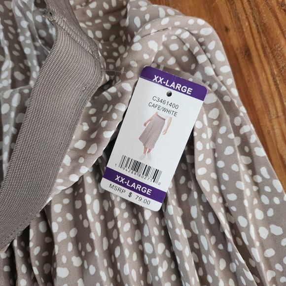 Vince Camuto Beige Polka‎ Dot Pleated Midi Skirt NWT Elastic Waist Pull On XXL - Picture 8 of 9